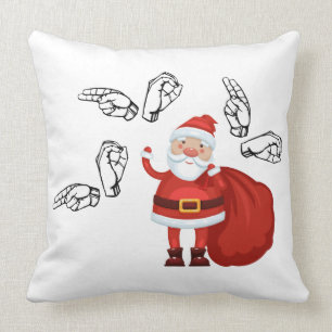 Almofada O papai noel diz Ho Ho Ho no ASL
