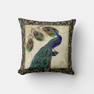 Almofada O pavão do vintage empluma-se a decoração de