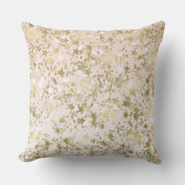 Almofada O pêssego do ouro Stars o abstrato dos confetes (Frente)