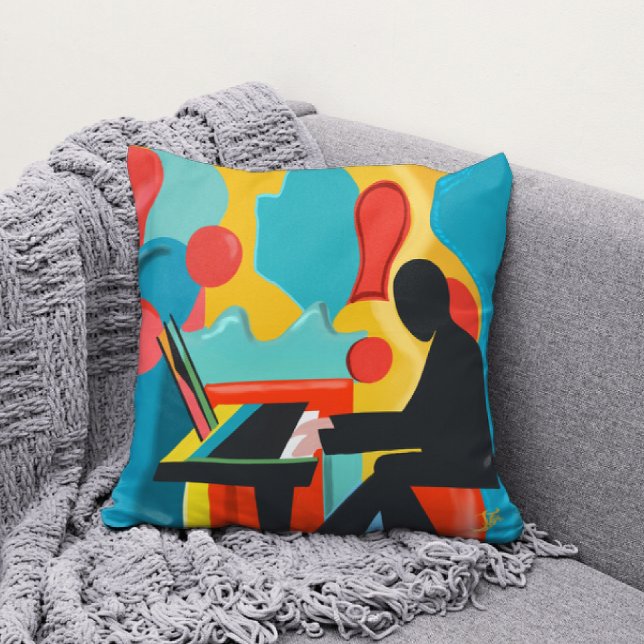 Almofada O Pianista - Pintura Original do Óleo (Criador carregado)