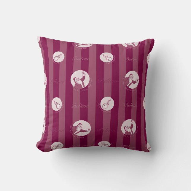 Almofada O Polar Express | Padrão de Papai Noel Striped (Frente)