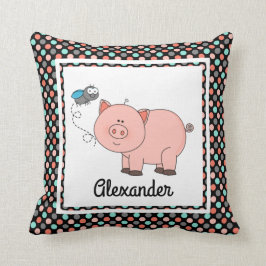 Almofada O porco bonito em cores pretas de w, personaliza o