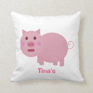 Almofada O porco cor-de-rosa tímido personalizou o