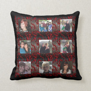 Almofada O quadro vermelho & de prata metálico adiciona
