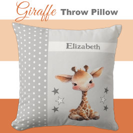 Almofada O quarto do garoto adiciona nome a cinza de girafa