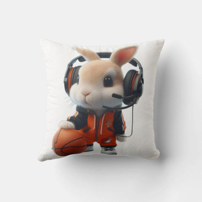 Almofada O Rabbit brincando de Bola de Cesta (Verso)