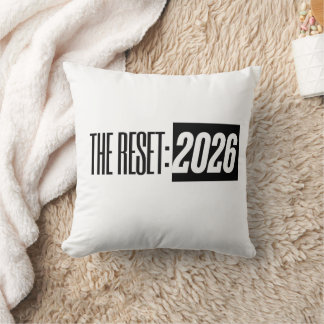 Almofada O RESET: 2026 Travesseiro de Tipografia Preto e Br