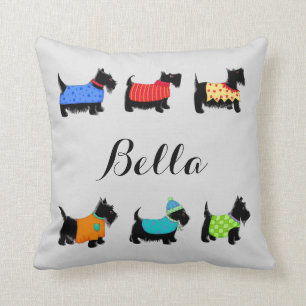 Almofada O Scottie preto persegue decorativo personalizado
