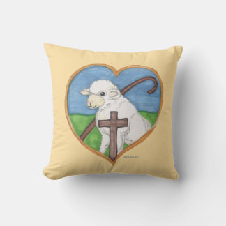 Almofada O Senhor é o meu travesseiro Shepherd Lamb & Heart