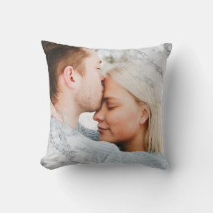 Almofada O seu mármore branco personalizado da fotografia