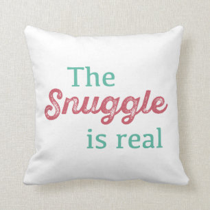 Almofada O Snuggle é rosa real e cerceta engraçados