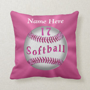 Almofada O softball personalizado rosa descansa o NOME e o