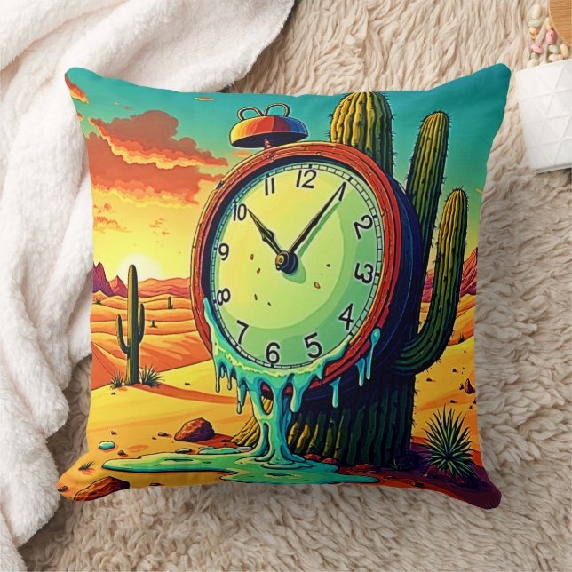 Almofada O Tempo Do Deserto Derrete O Relógio (Cobertor)