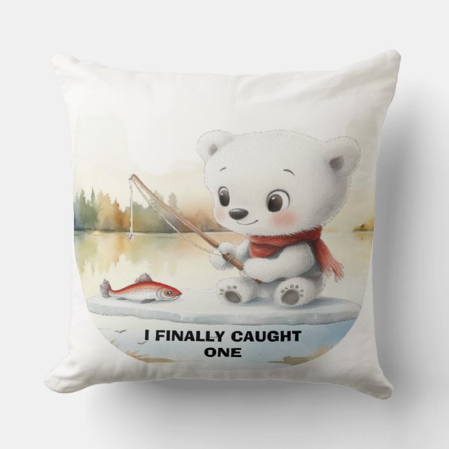 Almofada O Urso Pequeno Acabou Por Lançar Um Peixe (Frente)