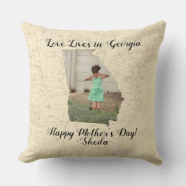 Almofada O Velho Mapa Do Amor Vive No Estado Da Geórgia Em