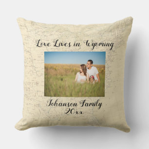 Almofada O Velho Mapa Do Amor Vive No Estado De Wyoming, Em