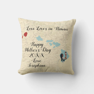 Almofada O Velho Mapa Do Amor Vive No Estado Do Havaí Em Fo