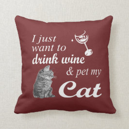 Almofada O vinho da bebida & Pet meu gato