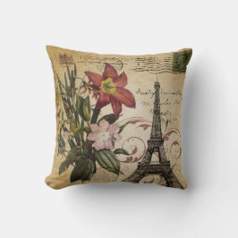 Almofada o vintage moderno scripts a torre Eiffel de Paris
