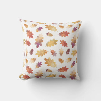 Almofada Oak Leaves & Acorns Design em Roxo e Laranja