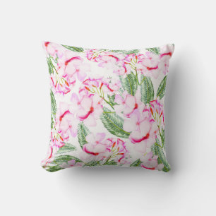 Almofada Oásis Botânico Tropical Verde Rosa Folhas Florais