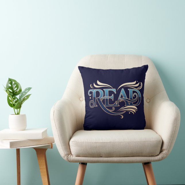 Almofada Obra-Prima Real Ornamentada Azul e Dourado "LER" (Cadeira)