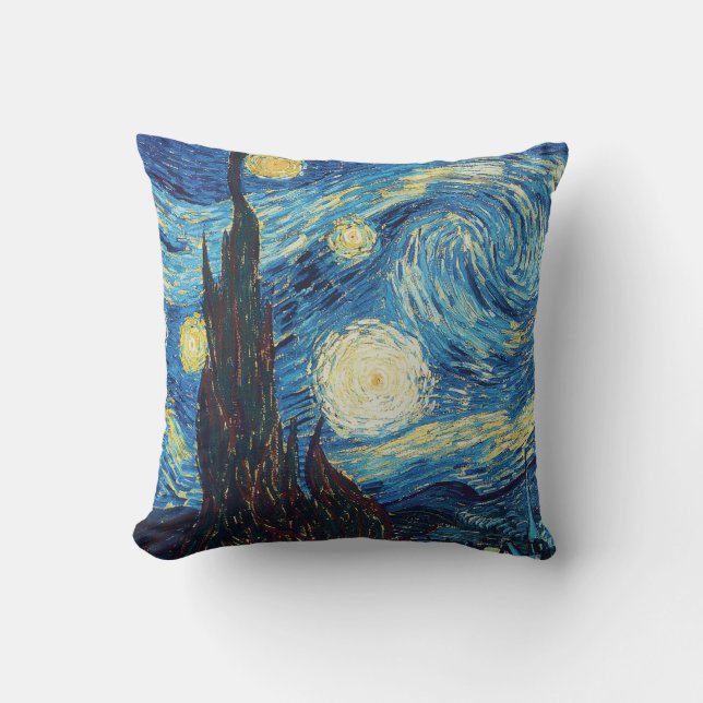 Almofada Obra-prima Vintage Azul Noite Estrelada de Van Gog (Frente)