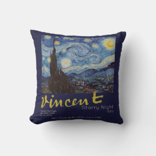 Almofada Obra-prima Vintage Azul Noite Estrelada de Van Gog