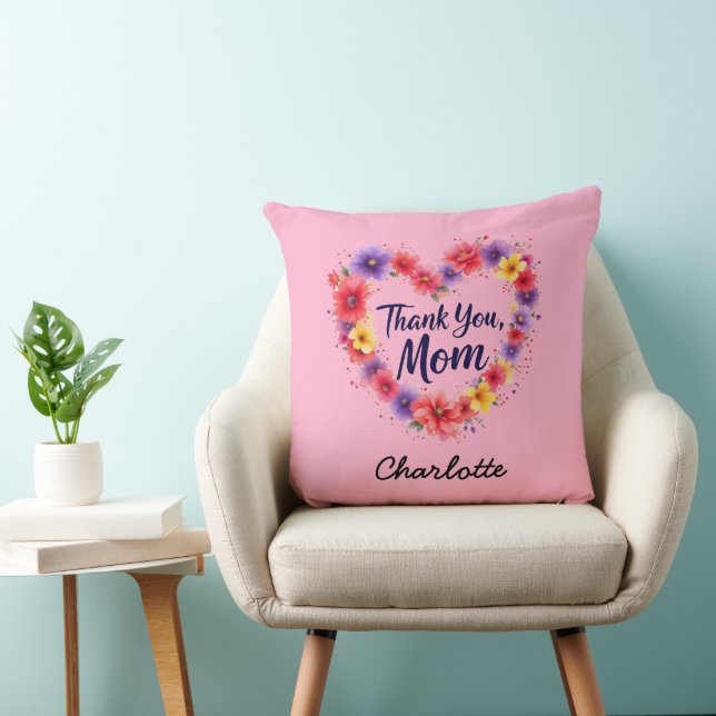Almofada Obrigado Mãe | Dia de as mães Floral Personalizado (Cadeira)