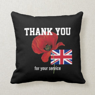 Almofada OBRIGADO, SENHOR REPRESENTANTE Britânico Poppy Uni