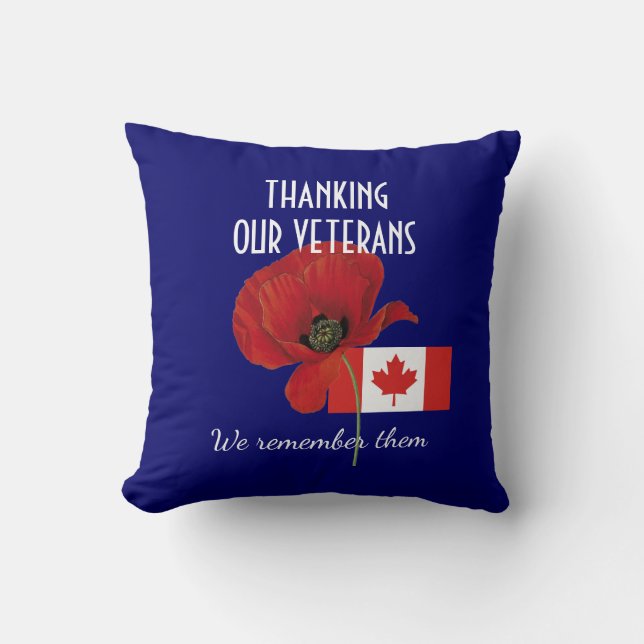 Almofada OBRIGADO VETERANS Canada Poppy (Frente)