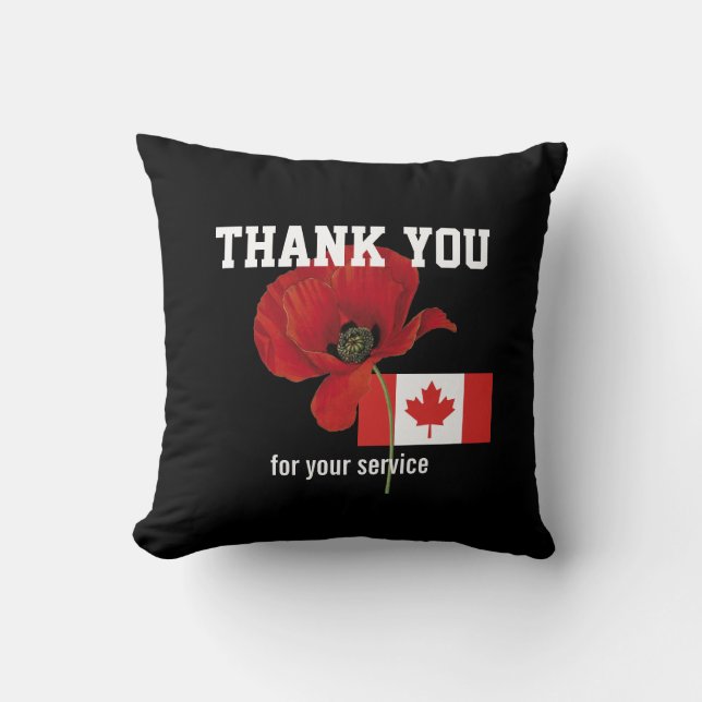 Almofada OBRIGADO VETERÃOS Servicemen Poppy CANADA (Frente)