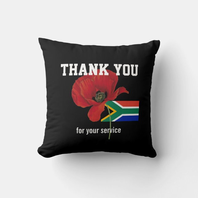 Almofada OBRIGADO VETERÃOS Servicemen Poppy SUL AFRICA (Frente)