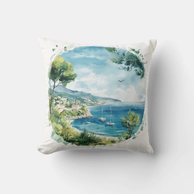 Almofada Ocean Bay Cliffs Design de Viagens (Frente)