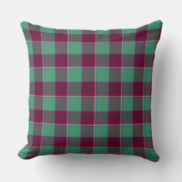 Almofada Ocean Green and Mulberry Wood Burgundy Plaid