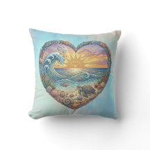 Ocean Heart Coastal Wave Sea Turtle Beach Sunset