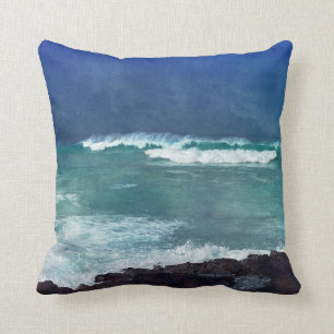 Almofada Oceano Havaiano Havaí Onda Ondas Aqua Azul Mar Az