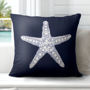 Almofada Oceano Marinho Travesseiro decorativo Branco Azul