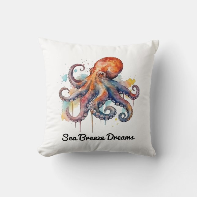 Almofada Oceano Whimsy: Octopus Colorido (Frente)