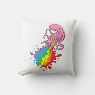 Almofada Octopus com arco-íris