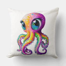 Almofada Octopus Kawaii com olhos brilhantes.
