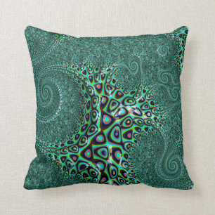 Almofada Octopus Teal Tentáculos Estilo Steampunk Arte Frac