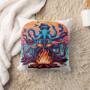 Almofada Octopus Tocando Tambores por um Colorido Camfire