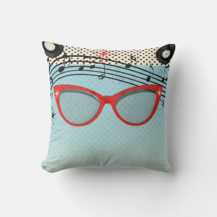 Almofada Óculos de Gato Vermelhos Retro Vintage Anos 50