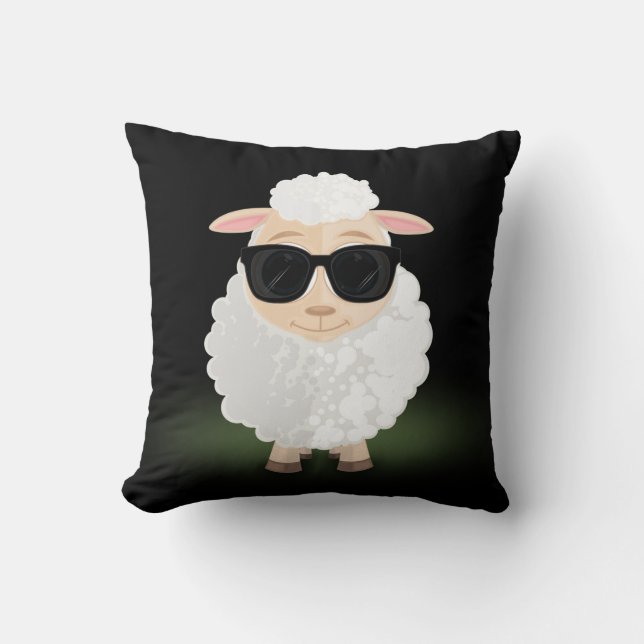 Almofada Óculos de Sol Cool Sheep Neon Verde Estética Moder (Frente)