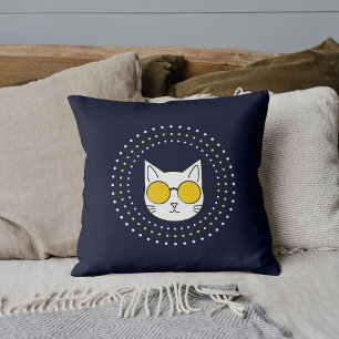 Almofada Óculos De Sol De Gato Cinto E Ponto Em Branco Amar