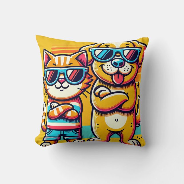 Almofada Óculos de Sol de Gato e Cachorro Fofo Estilo de Ve (Frente)
