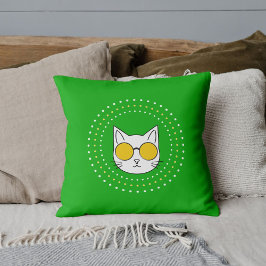 Almofada Óculos de Sol Gato Mascote Amarelo Pontos Brancos 