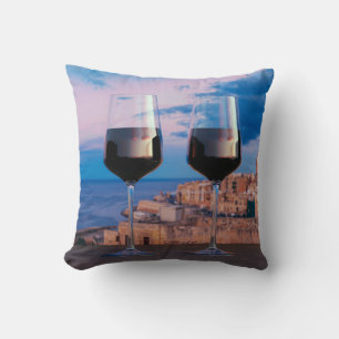 Almofada Óculos de vinho com vista ao pôr do sol sobre La V