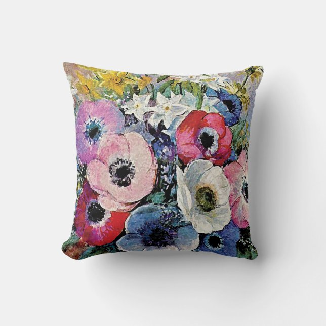 Almofada Odilon Redon Anêmonas Flores - Simbolismo Arte Fin (Frente)
